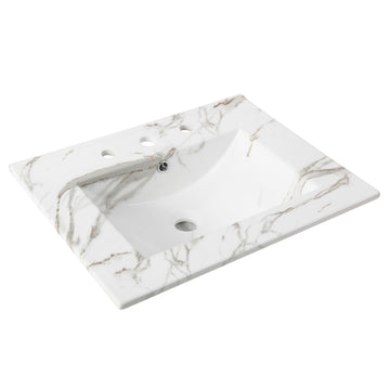 Ancillary 3-Hole 20 in. W x 18.25 in. D Classic Contemporary Rectangular Ceramic Single Sink Basin Vanity Top